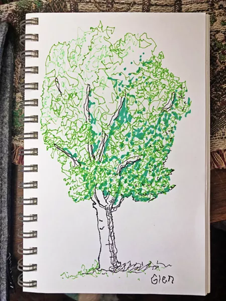WEEKLY ACTIVITIES Every Monday, the San Luis Obispo Museum of Arts is posting a weekly activity on its website, last week's being "Draw What You See," with guidance on how to draw a tree, which intrepid reporter Glen Starkey attempted to do lefthanded. - PHOTO BY GLEN STARKEY
