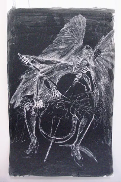 'CELLIST' Judy Johnson-Williams' frenetic piece consists of "scratched acrylic on mylar." - IMAGE COURTESY OF JUDY JOHNSON-WILLIAMS
