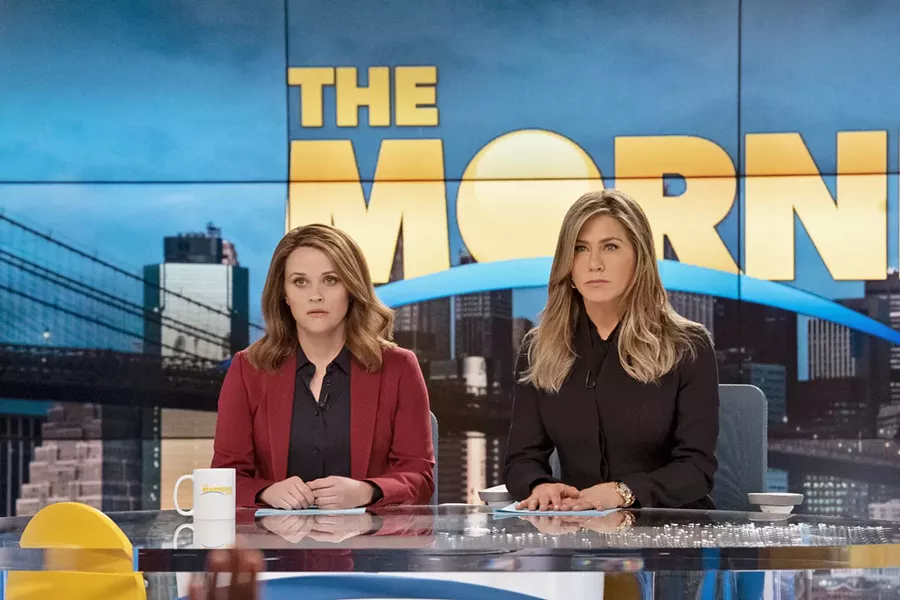 DISCORD After being rocked by a #MeToo sex scandal, a morning news program struggles to regain its credibility with new host Bradley Jackson (Reese Witherspoon, left) joining longtime host Alex Levy (Jennifer Aniston), in the Apple TV series The Morning Show. - PHOTO COURTESY OF MEDIA RES