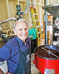 BUT FIRST, COFFEE Joseph Gerardis takes a break from checking beans at his Joebella Coffee Bar and Roasting Works in Atascadero&mdash;voted the Best Coffee Roaster. Gerardis has been a coffee fixture on the Central Coast, roasting beans for more than 20 years. He opened the first Joebella coffee shop in 2007, originally in Templeton, and Joebella recently opened a location in Paso Robles in the Paso Market Walk.