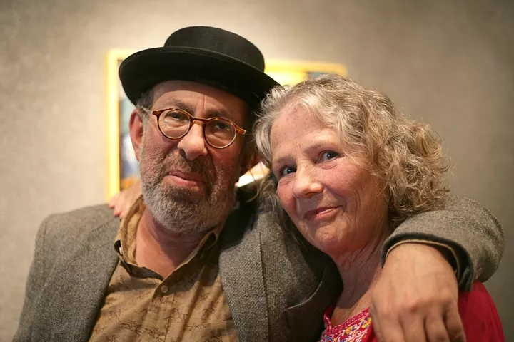 REUNION : Because of Mark Beck’s deep connection to SLO County, longtime friends—like Peter Yelda and Linda Seeley—came out of the woodwork to attend his reception. - PHOTO BY GLEN STARKEY