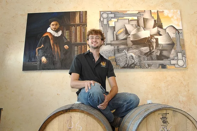 VINTNER JOHN EVAN MARION AND LABEL ARTWORK: - PHOTO COURTESY OF THE INDEPENDENT MAGAZINE