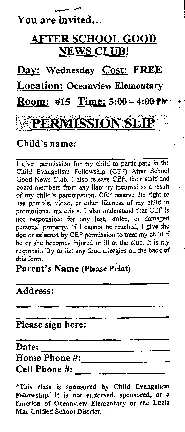 PAPA DON’T PREACH : At least three parents of students at Ocean View Elementary in Arroyo Grande have contacted school officials to protest an evangelical pamphlet that appeared in some students’ homework packets.