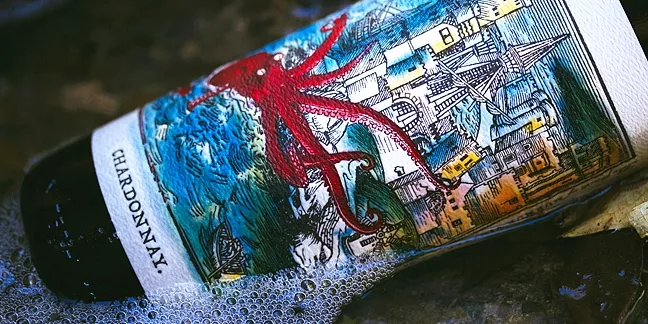 STAND OUT: Makers & Allies used a colorized medieval woodcut for Tooth & Nail Winery’s Force of Nature wine. - IMAGE COURTESY OF MAKERS & ALLIES