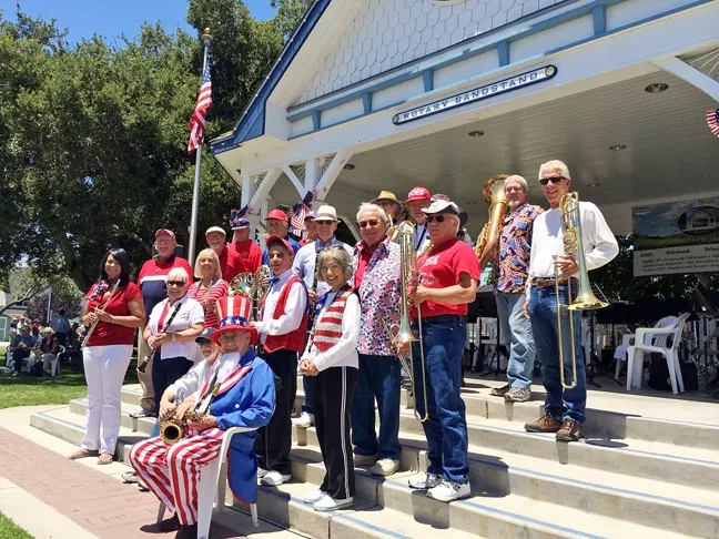 HAPPY B-DAY, 'MERICA! : The ever-popular Village Band plays the Rotary Bandstand in the Village of Arroyo Grande on July 4. - PHOTO COURTESY OF THE VILLAGE BAND