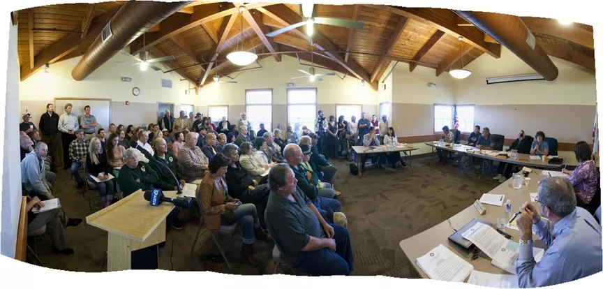 OUTRAGED : Residents and business owners came out in force to oppose the closure of the Harford Pier in Avila Beach to passenger vehicle traffic. - PHOTO PANORAMA BY STEVE E. MILLER