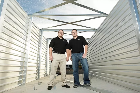 MOVING FORWARD : Aaron Steed (left) and his brother Evan are about to open a state-of-the-art storage complex five minutes from downtown SLO. - PHOTO BY STEVE E. MILLER