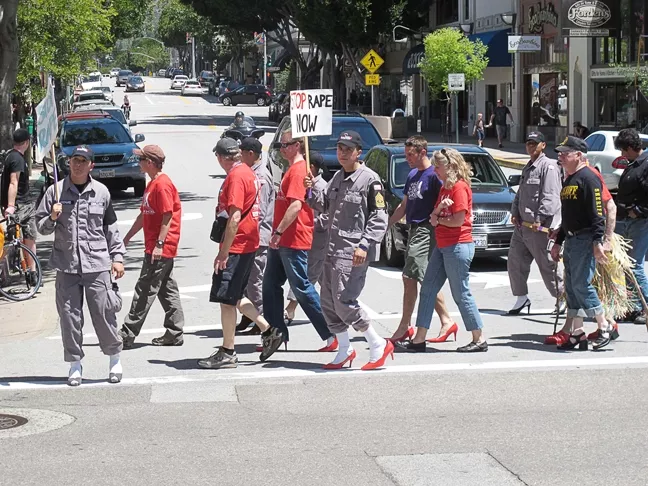 STRUTTING THEIR STUFF : There were 150 registered walkers at this year's Walk a Mile in Her Shoes event. Proceeds were split between the SARP Center and the SLO Symphony. - PHOTO COURTESY OF MEGAN MASTACHE