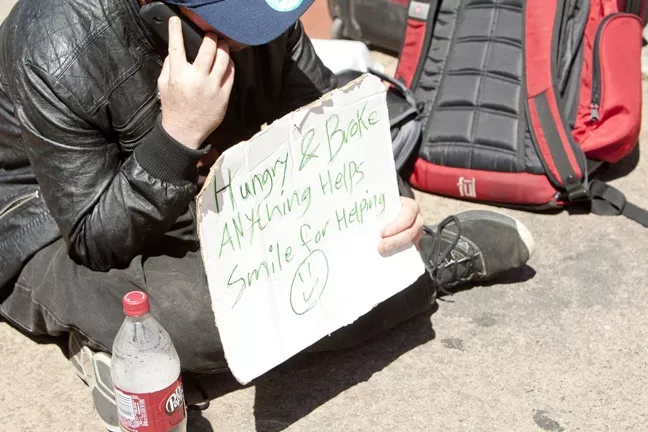 PANHANDLING PROBLEMS: While the majority of SLO County’s homeless choose not to panhandle, SLO Police Chief Steve Gesell said that the high concentration of panhandlers in the “lucrative” downtown SLO environment is a significant concern. - FILE PHOTO BY STEVE E. MILLER
