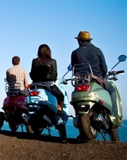 THE FUTURE IS UNRIDDEN : The Vespa Experiment, a group of three singer-songwriters—Jason Reeves, Brendan James, and Amber Rubarth—are in the middle of a two-week tour of the California coastline to raise awareness about global warming. They play May 7 at Downtown Brew. - PHOTO COURTESY OF THE VESPA EXPERIMENT