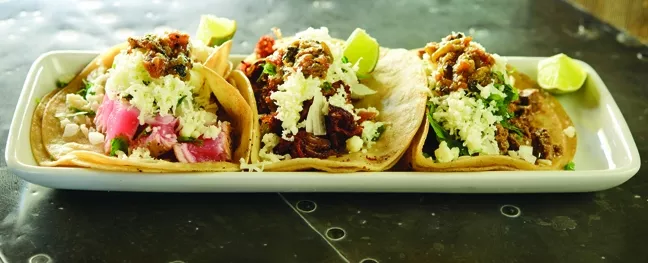 BREWS AND CHOW: The newly opened Shell Beach Brewhouse has some diverse menu options including street-style tacos. - PHOTO BY STEVE E. MILLER