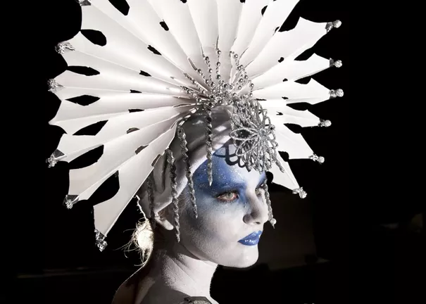 THE COLD SHOULDER : Clara Fulks, pictured, is the Snow Queen in Cuesta drama instructor Philip Valle’s adaptation of Hans Christian Andersen’s fairy tale of the same name. (Fulks’ makeup, Valle says, takes an hour and a half to apply!) - PHOTO COURTESY OF THE CUESTA COLLEGE DRAMA DEPARTMENT