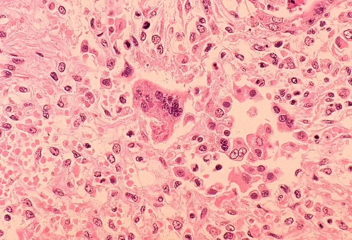 MEASLES: This image depicts the measles virus, a vaccine-preventable disease that health officials say is on its way back due to parents who choose not to vaccinate their children. Between December 2014 and March 6, there have been 132 measles cases confirmed in California, 74 of which were adult cases. Among the cases the California Department of Public Health (CDPH) had vaccination information for, 55 were unvaccinated individuals. - PHOTO COURTESY OF THE CENTERS FOR DISEASE CONTROL