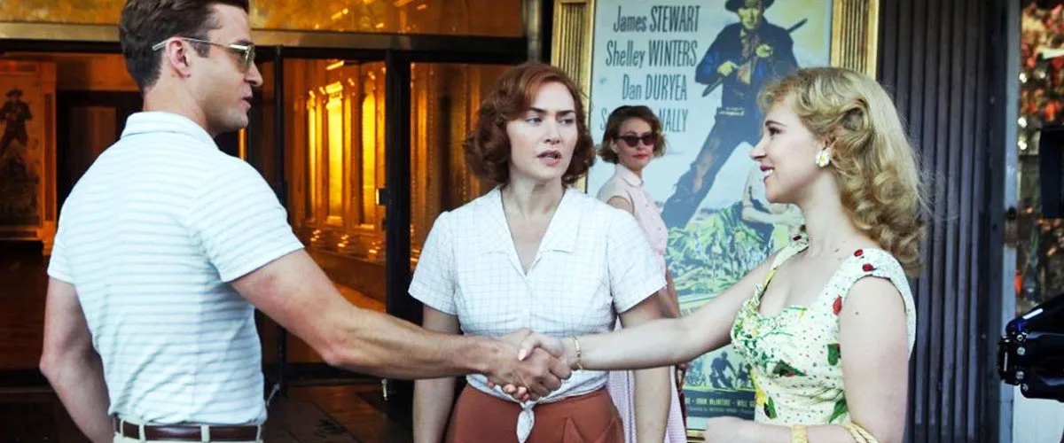 LOVE TRIANGLE Mickey (Justin Timberlake, left) is having an affair with Ginny (Kate Winslet, center) but is secretly falling in love with her stepdaughter, Carolina (Juno Temple). - PHOTO COURTESY OF AMAZON STUDIOS
