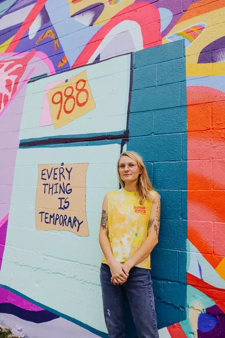Artist Virginia Sitzes partnered with the 988 Mental Health Lifeline to reveal a mural at Equity Brewing in Norman in November. - ÃNNA FROST