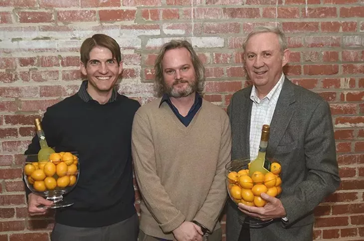 From left, Chris Fleming, Brian Fitzsimmons, and Mickey Clagg. Winners of the best small scall redevelopment award at the ULI Impact Awards. - MARK HANCOCK