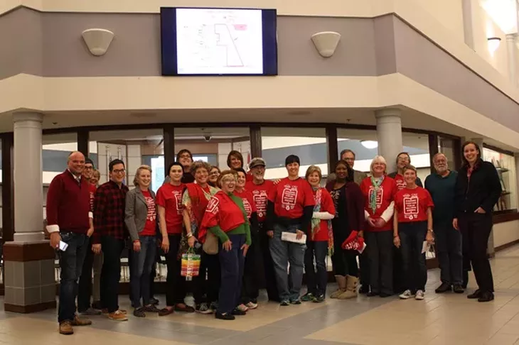 Community members, along with representatives of Norman United and Freedom Oklahoma, work with the Norman Human Rights Commission to create a resolution calling for the protections of lesbian, gay, bisexual and transgender citizens in Norman. The resolution passed the Norman City Council on Dec. 22. - PHOTO BY LAURA EASTES
