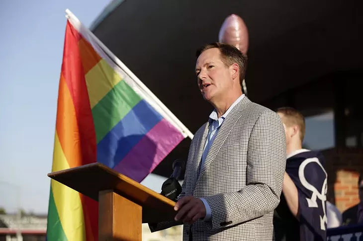 Richard Ogden speaks about Supreme Court's decision not to take up Oklahoma's same-sex marriage case at the Cimarron Alliance, Monday, Oct. 6, 2014. Photo by Garett Fisbeck, For The Oklahoman - GARETT FISBECK, FOR THE OKLAHOMAN