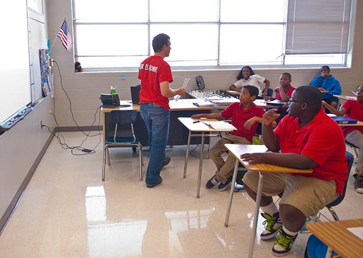 Jake Steel teaching 7th Grade Academic Achievment at John Marshall High School.  mh