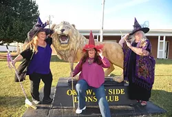They say they're real witches, from left, Kathy Caskey, co-Chair, Deanna Broadston, Co-chair, and Emmah Hackbarth, local coordinator, for OKC's Pagan Pride Day, pictured in front of the OKC West Side Lions Club where the event will take place on October 17th, 10-5-15. - MARK HANCOCK
