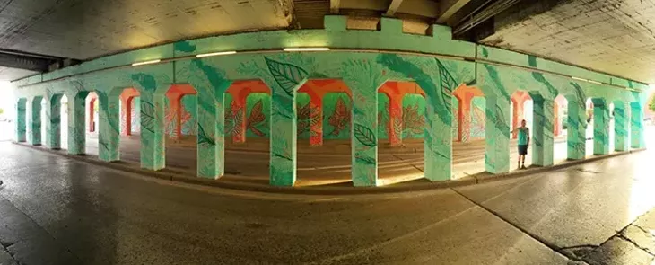 Jason Pawley's "Cultivation" mural in Oklahoma City, Thursday, July 2, 2015. - GARETT FISBECK