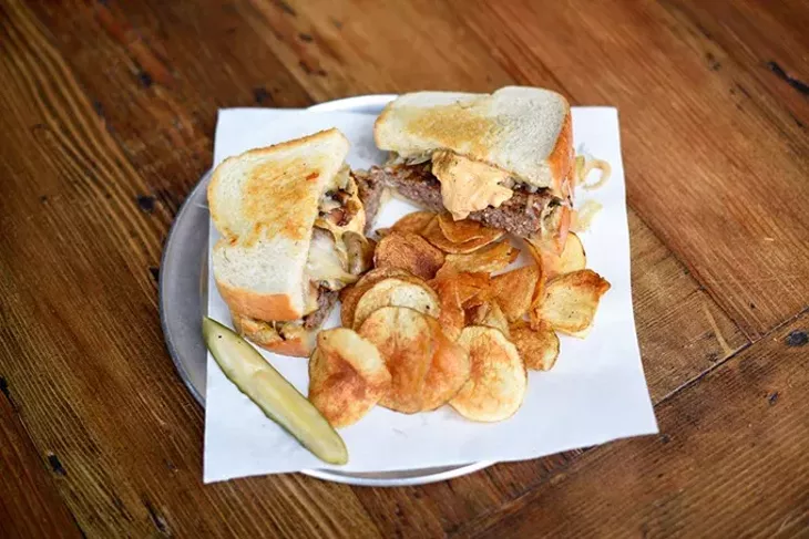 Patty melt at Slaughter's Hall, Tuesday, March 29, 2016. - GARETT FISBECK