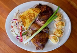 BBQ Chicken at Earl's with cole slaw and deviled eggs. (Shannon Cornman)