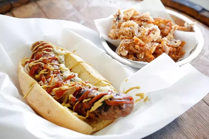 Italian sausage and pig ear cracklins at Frank's Wurst. (Garett Fisbeck)