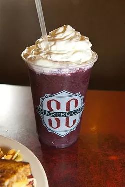A Fuzzy Monkey smoothie piled high with whipped cream. (Mark Hancock)