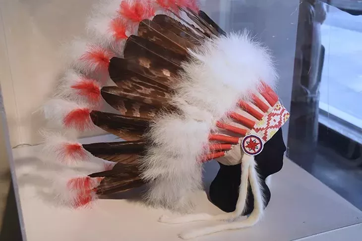 A Creek headdress donated by Allie Reynolds, on display at Red Earth Museum in Downtown OKC. mh