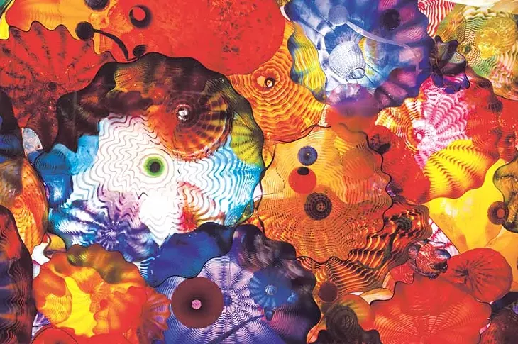 Art glass by Dale Chihuly gleams at the Oklahoma City Museum of art.