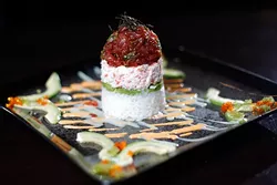 Ahi Tower at Okura Sushi in Oklahoma City, Wednesday, Nov. 11, 2015. - GARETT FISBECK
