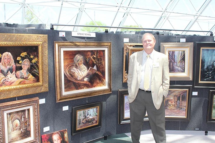 Steve Seikel, an artist who will display paintings at the Oklahoma Artists Invitational Benefit November 13-15 at North Park Mall, which supports the Mercy - Foundation Stroke Education & Treatment program.&nbsp; Dr Richard V Smith speaks at 2pm on Sat & Sun.&nbsp; Steve and Karen Seikel are the owners of Steve's Rib in Edmond.
