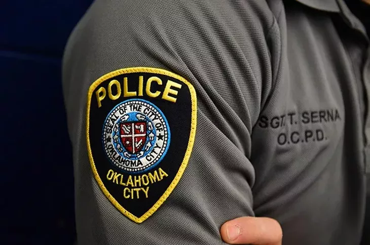 Sargent Travis Serna's patch and shirt at the OKC Police Training Center. mh