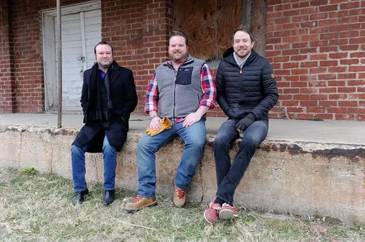 Chris Barrett, Russ Johnson, and Jonathon Stranger at site of a new restaraunt concept in Edmond, Friday, Jan. 22, 2016. - GARETT FISBECK