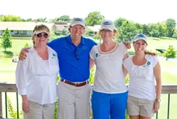 The Fields and Futures team at the Green's Golf Course providing lunch and golf for coaches. From left, Dot Rhyne, Tim McLaughlin, Liz Cromwell, Mandi O'Neill. - PHOTO/SHANNON CORNMAN