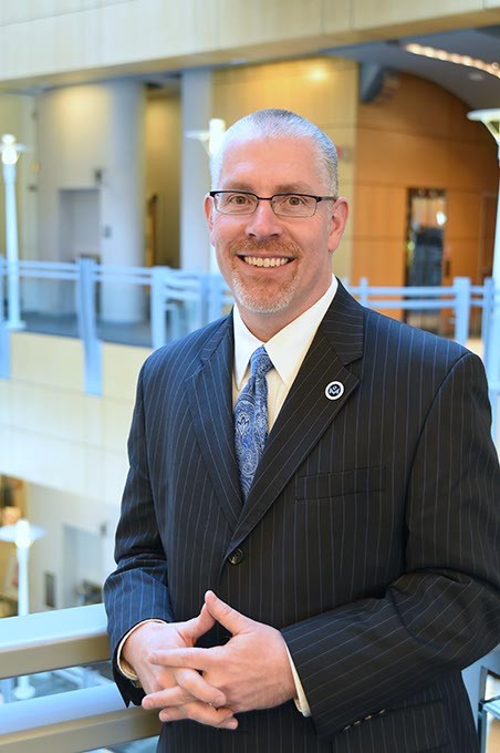 Oklahoma City's new Metropolitan Library System director, Tim Rogers, in the Ronald J. Norick Downtown Library.  mh