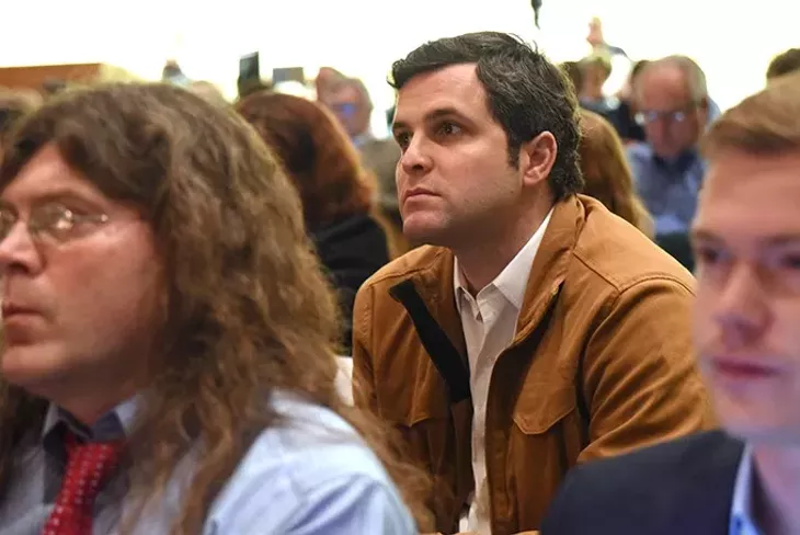 Blair Humphreys listens from the crowd, during the Placemaking Conference 2015 event held in the Catlett Music Center at O.U. Monday Morning. mh