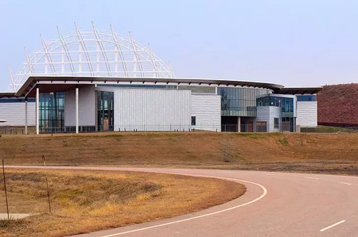American Indian Cultural Center & Museum progress. looking up the access road to the on-hold project, 1-14-15. mh