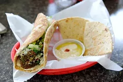 Falafel sandwich at Sister's Mediterranean Taste in Norman, Thursday, Dec. 31, 2015. - GARETT FISBECK