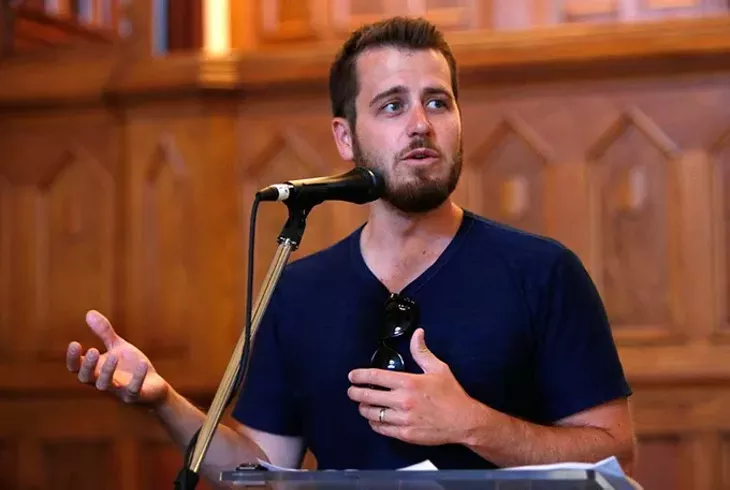 Jonathan Dodson speaks during a Better Classen presentation at City Pres Church in Oklahoma City, Tuesday, June 23, 2015. - GARETT FISBECK