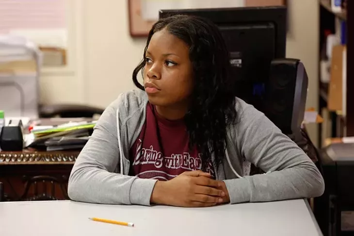 Diamond Alexander sits in a class at Seeworth Academy in Oklahoma City, Friday, April 24, 2015. - GARETT FISBECK