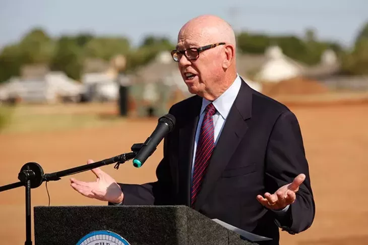 Tom McDaniel speaks during a MAPS 3 Senior Health and Wellness Center Groundbreaking in Oklahoma City, Wednesday, Sept. 2, 2015. - GARETT FISBECK