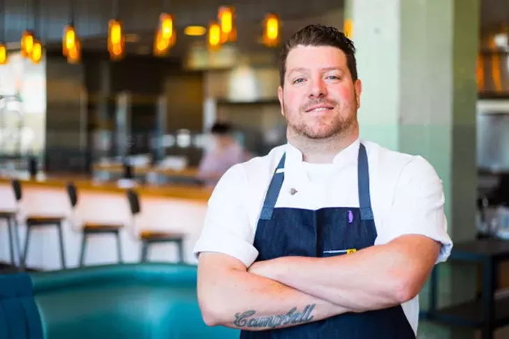 Mary Eddy’s executive chef Jason Campbell prepared a five-course meal for the latest Fork + Bottle dinner. | Photo 21c Museum Hotel / provided