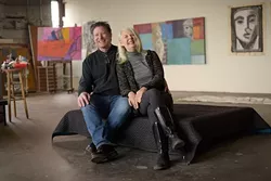 Tony Dyke and Susan Morrison-Dyke pose for a photo at their studio in Oklahoma City, Wednesday, Dec. 14, 2016. - GARETT FISBECK