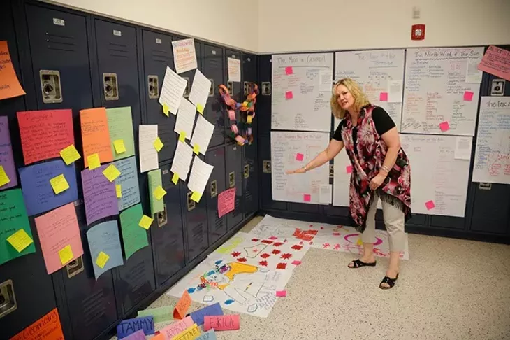 Tami King shows a class project during Great Expectations at Edmond North High School, Thursday, June 23, 2016. - GARETT FISBECK