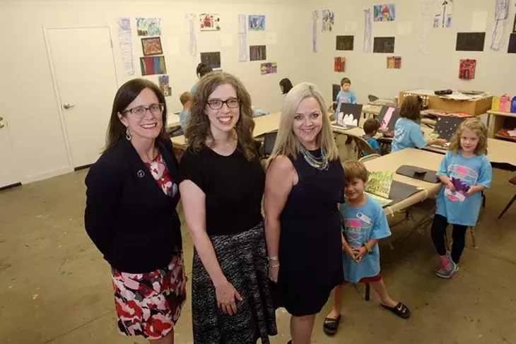 Julia Kirt, Kelsey Karper, and Deborah McAuliffe at an Oklahoma Contemporary summer art camp, Friday, June 23, 2017. - GARETT FISBECK