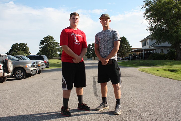 Blake Christy left and Chad Pridemore at Luther&#146;s South Cedar Street. The two highschoolers - are leaders on the Luther Lions football team | Photo Laura Eastes