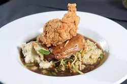 Chicken Two-Ways at The Mantel Wine Bar and Bistro Tuesday, June 27, 2017. - GARETT FISBECK