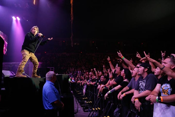 Fans react as Iron Maiden performs at the Chesapeake Energy Arena, Monday, June 19, 2017. - GARETT FISBECK